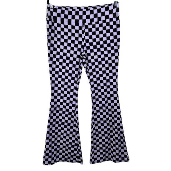 No Boundaries Purple Black Checkered Flared T-Shirt Legging Pants Junior XXL/19 - Picture 1 of 10